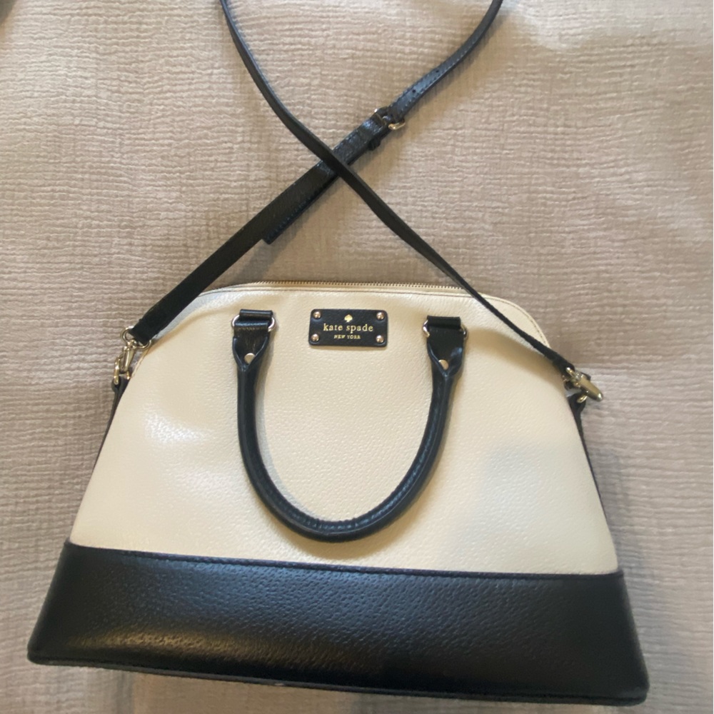 Kate spade black and white leather crossbody